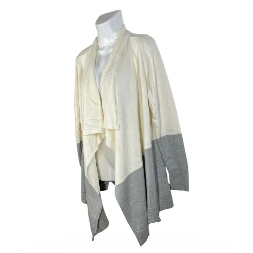 Eddie Bauer Cardigan Sweater Large Colorblock Open Draped Long Sleeve Casual